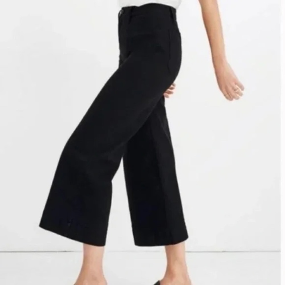 Madewell Emmett Wide Leg Crop Jeans Black High Rise